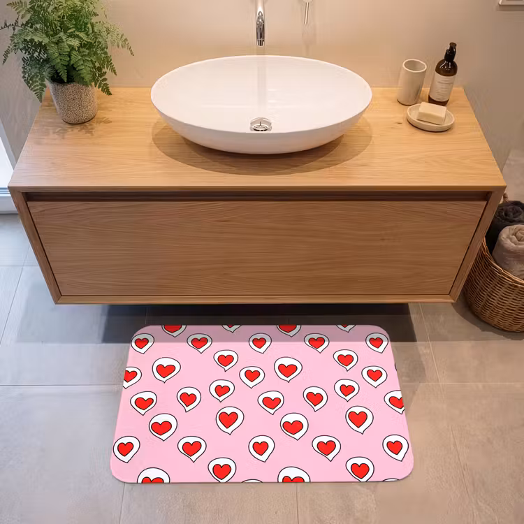 Badmat - Hartjes - Patroon - Rood — 2