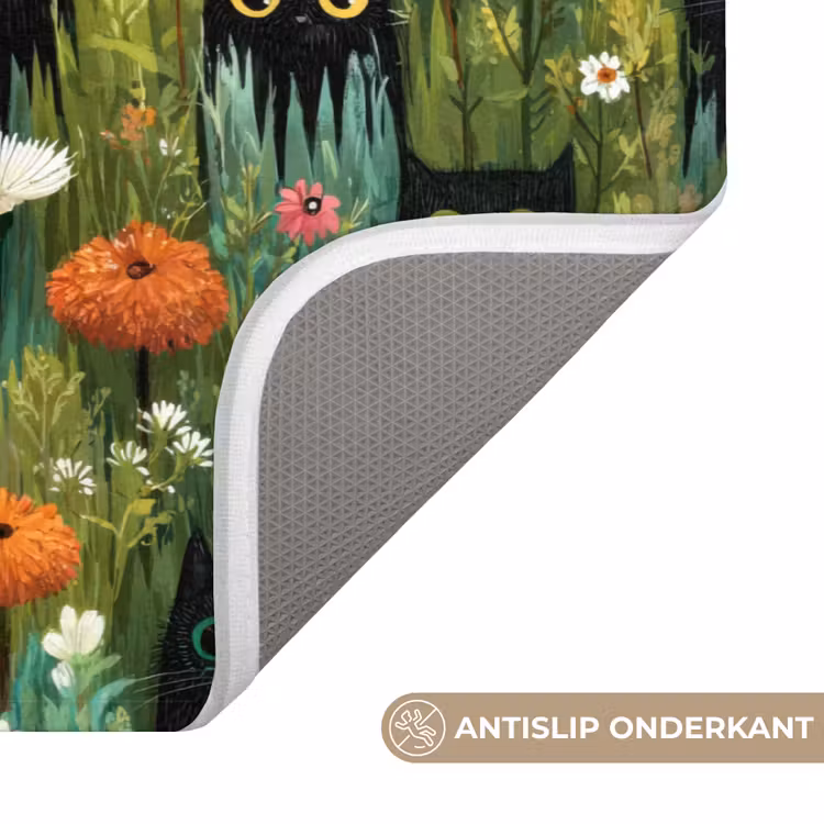 Badmat - Katten - Bloemen - Kleurrijk — 3