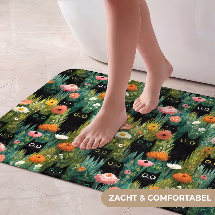 Badmat - Katten - Bloemen - Kleurrijk — 5