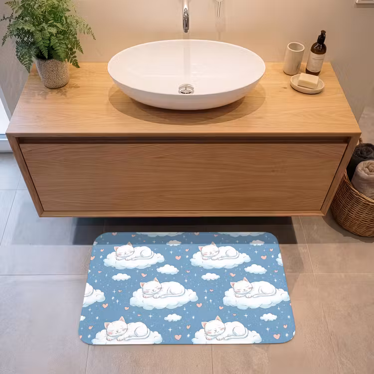 Badmat - Kitten - Wolken - Blauw — 2
