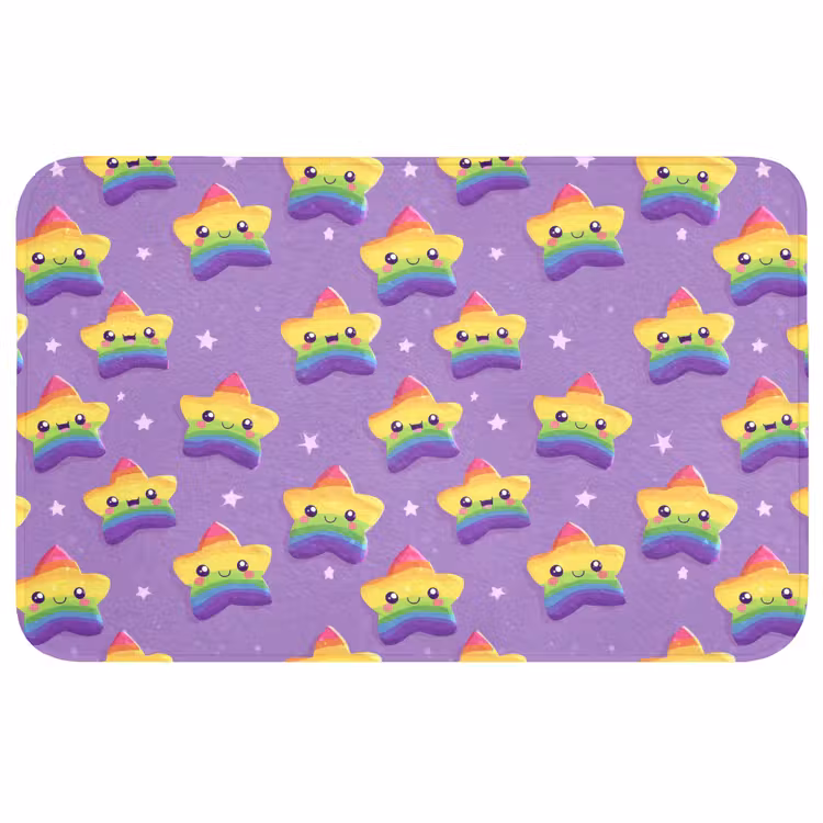 Badmat - Sterren - Regenboog - Paars — 1