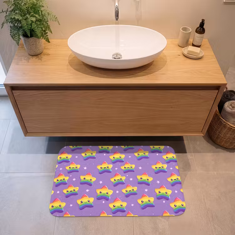 Badmat - Sterren - Regenboog - Paars — 2