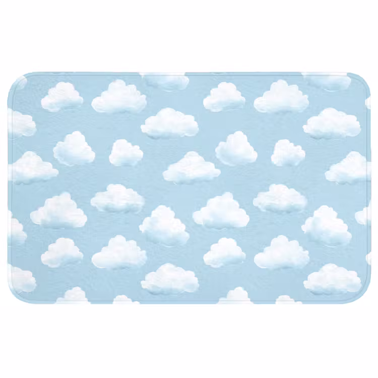 Badmat - Wolken - Illustratie - Blauw — 1