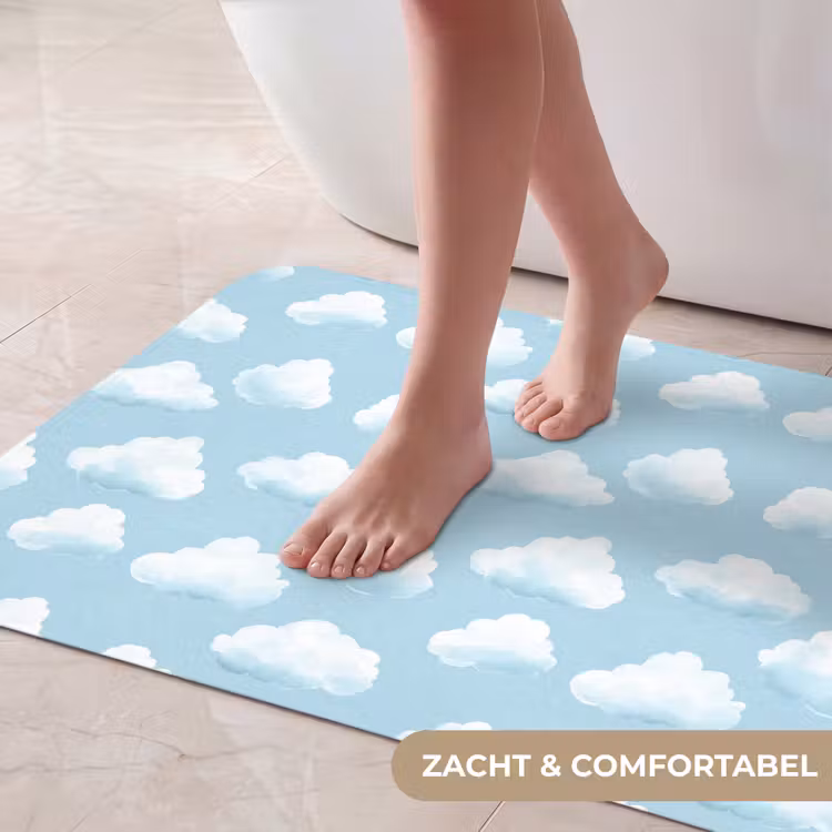 Badmat - Wolken - Illustratie - Blauw — 5