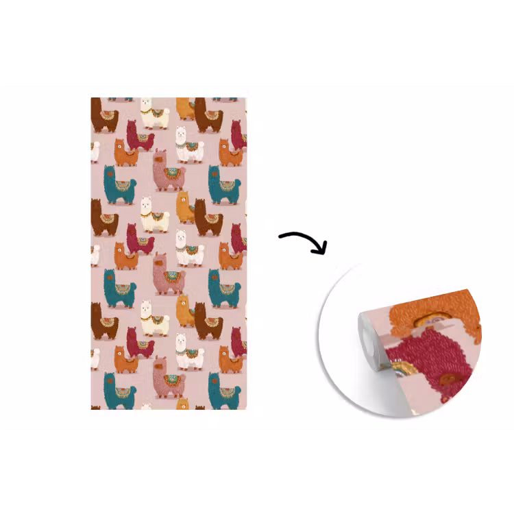 Behang - Alpaca's - Patroon - Kleurrijk — 1