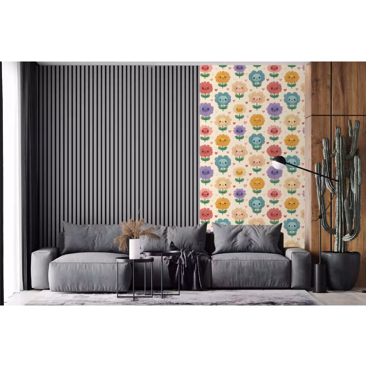 Behang - Bloemen - Hartjes - Kleurrijk — 2