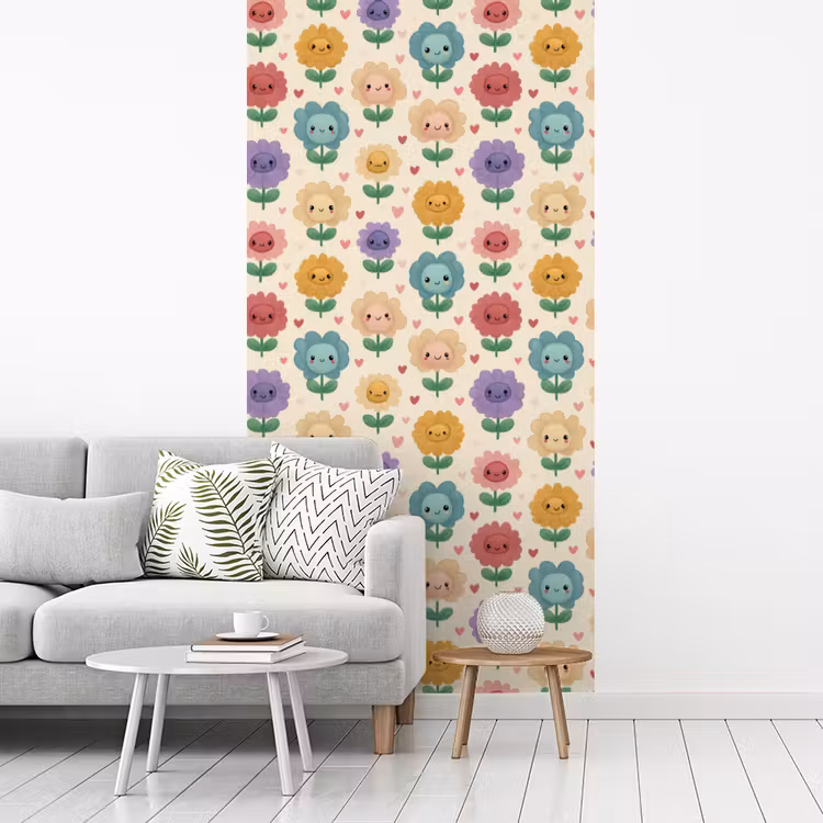 Behang - Bloemen - Hartjes - Kleurrijk — 3