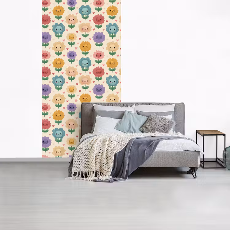 Behang - Bloemen - Hartjes - Kleurrijk — 4