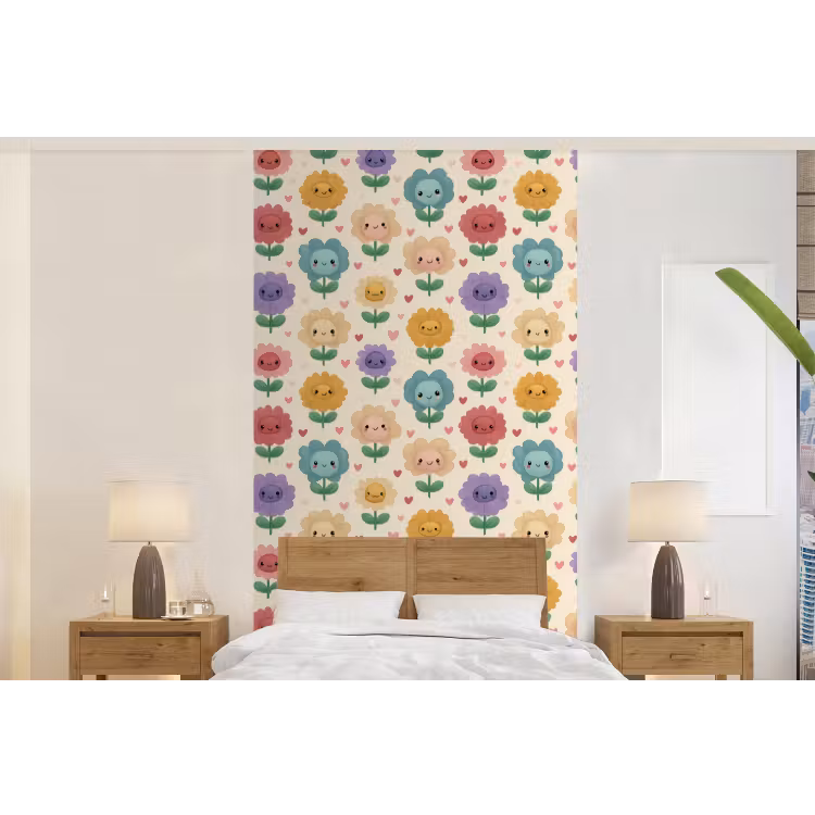 Behang - Bloemen - Hartjes - Kleurrijk — 5