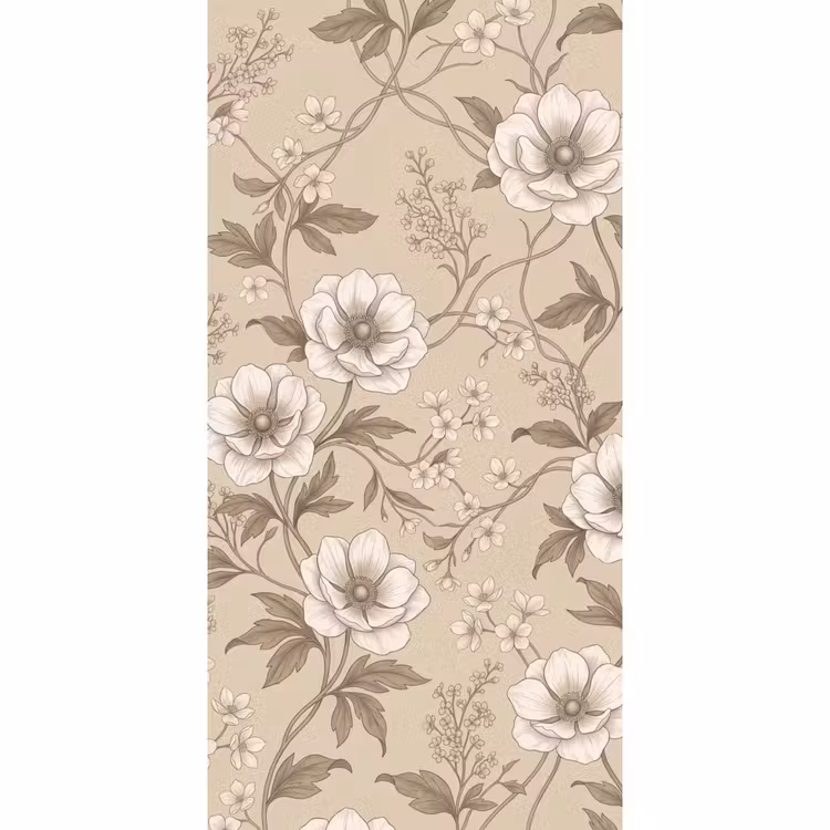 Behang - Bloemen - Patroon - Beige — 2