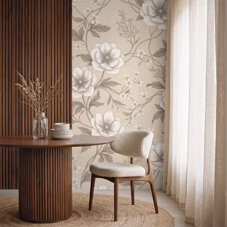 Behang - Bloemen - Patroon - Beige — 4