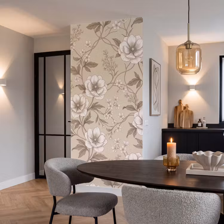 Behang - Bloemen - Patroon - Beige — 5