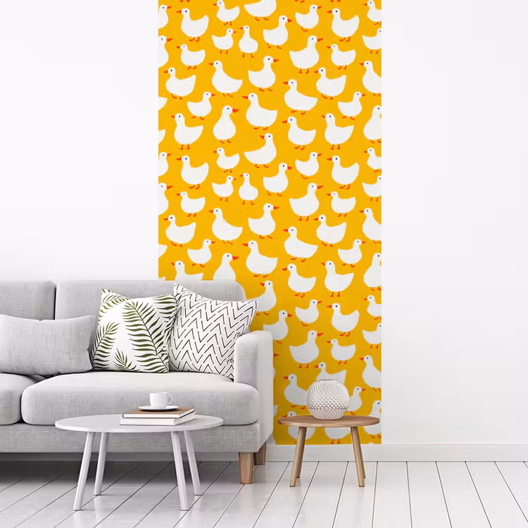 Behang - Eendjes - Patroon - Geel — 3