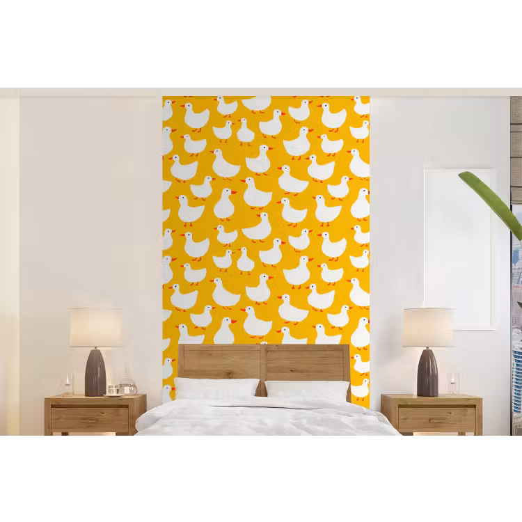 Behang - Eendjes - Patroon - Geel — 5