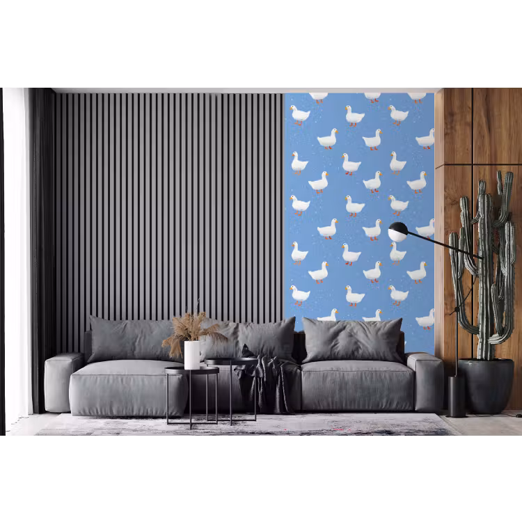 Behang - Ganzen - Elegant - Blauw — 2