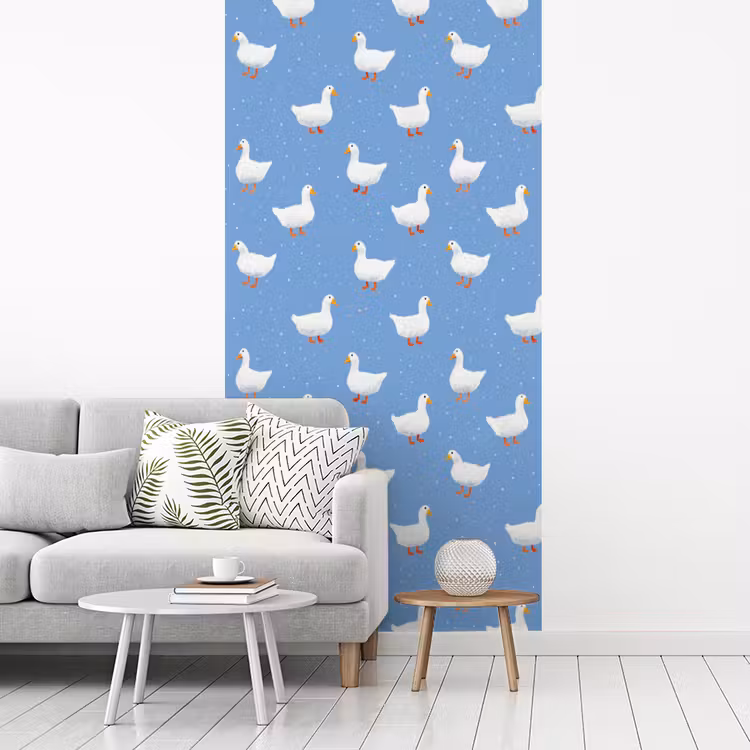 Behang - Ganzen - Elegant - Blauw — 3