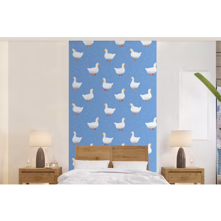 Behang - Ganzen - Elegant - Blauw — 5