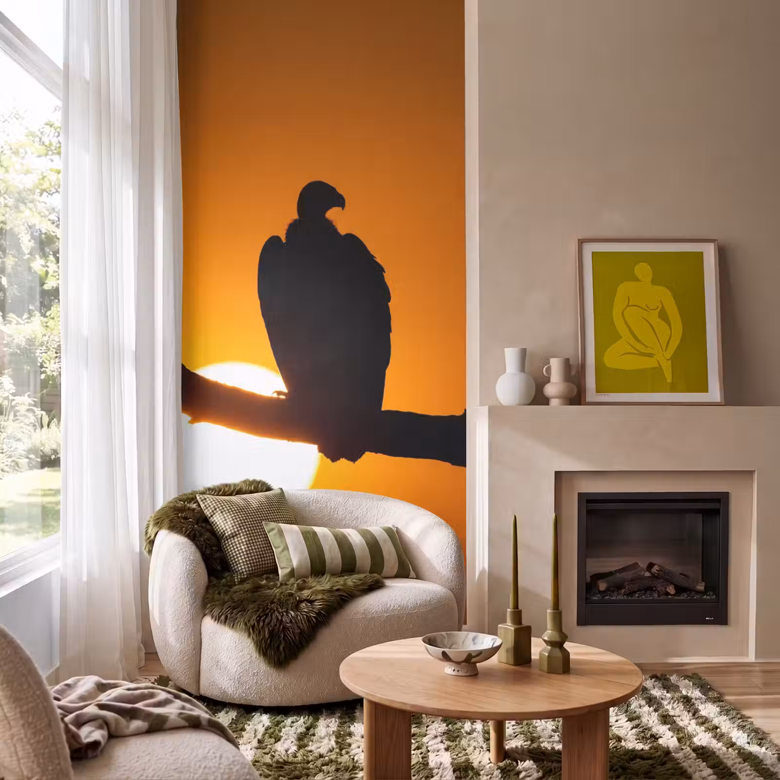 Behang - Gier - Tak - Zon - Oranje — 1
