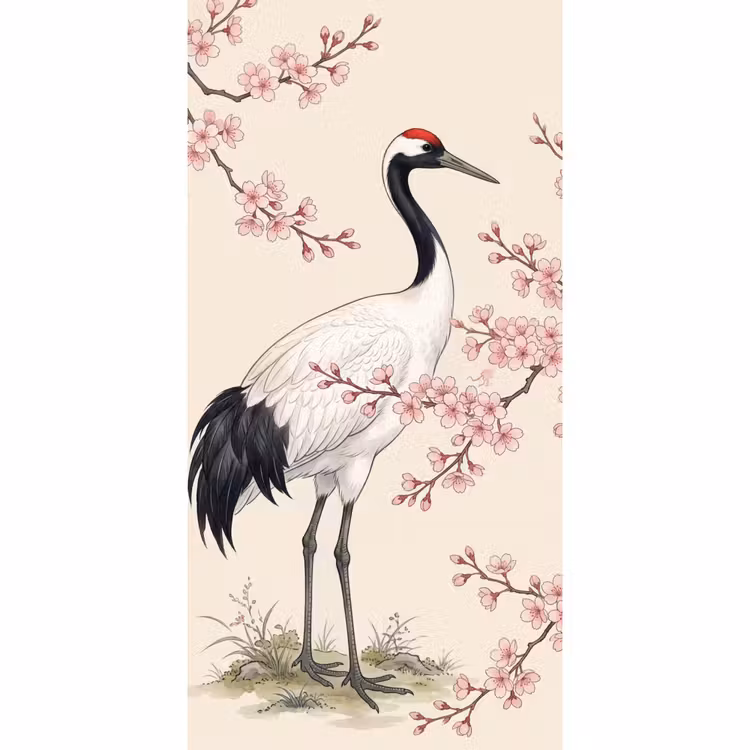 Behang - Aziatisch - Kraanvogel - Beige — 2