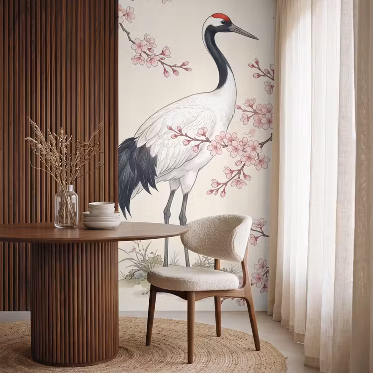 Behang - Aziatisch - Kraanvogel - Beige — 4