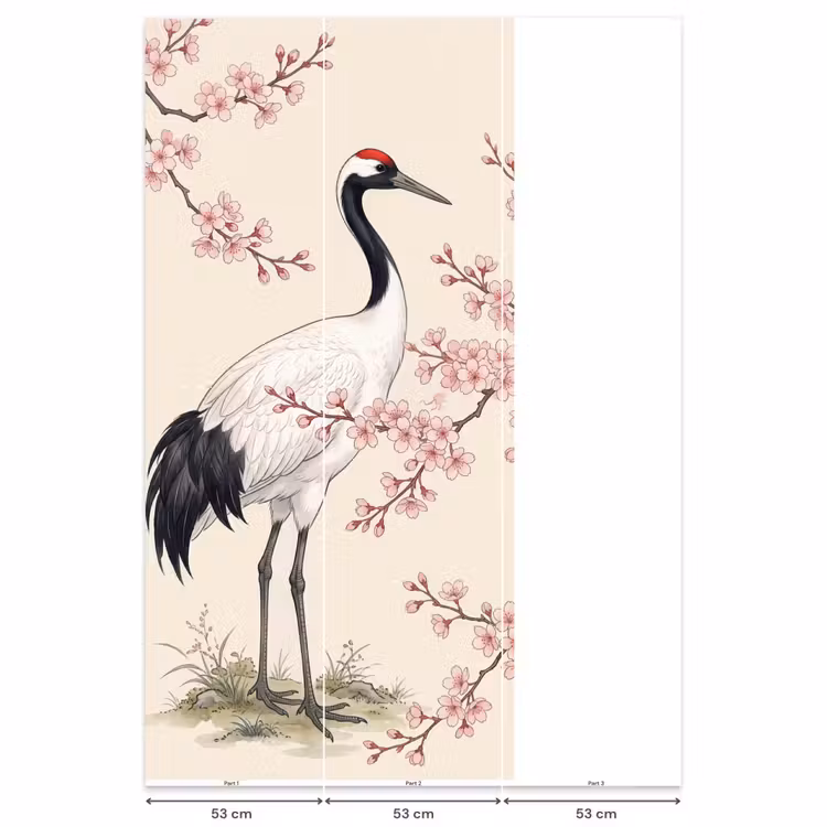 Behang - Aziatisch - Kraanvogel - Beige — 6