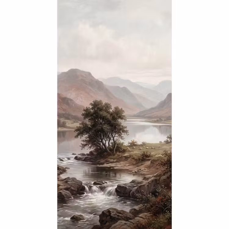 Behang - Berglandschap - Meer - Bergen - Vallei - Klassiek — 2