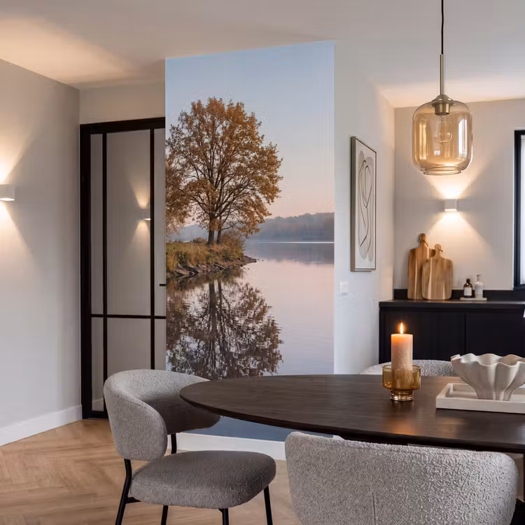 Behang - Bomen - Reflectie - Water - Zonsopgang - Serene — 5
