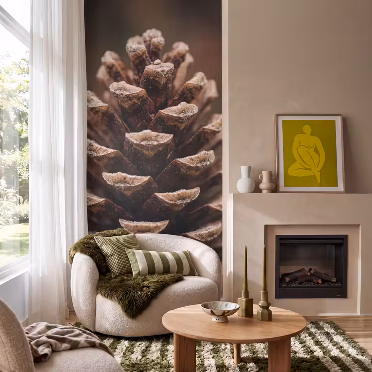 Behang - Dennenappel - Bos - Herfst - Bruin - Sfeervol — 1