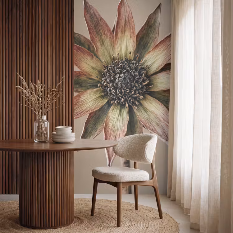 Behang - Droogbloem - Protea - Vintage - Beige - Rustiek — 4