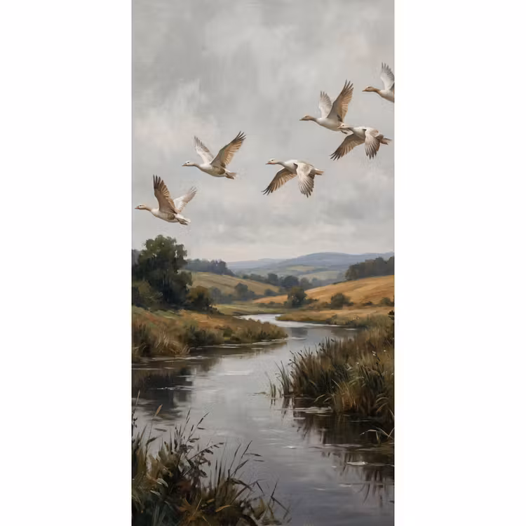 Behang - Eenden - Rivier - Landschap - Vlucht - Nostalgisch — 2