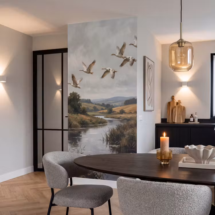 Behang - Eenden - Rivier - Landschap - Vlucht - Nostalgisch — 5