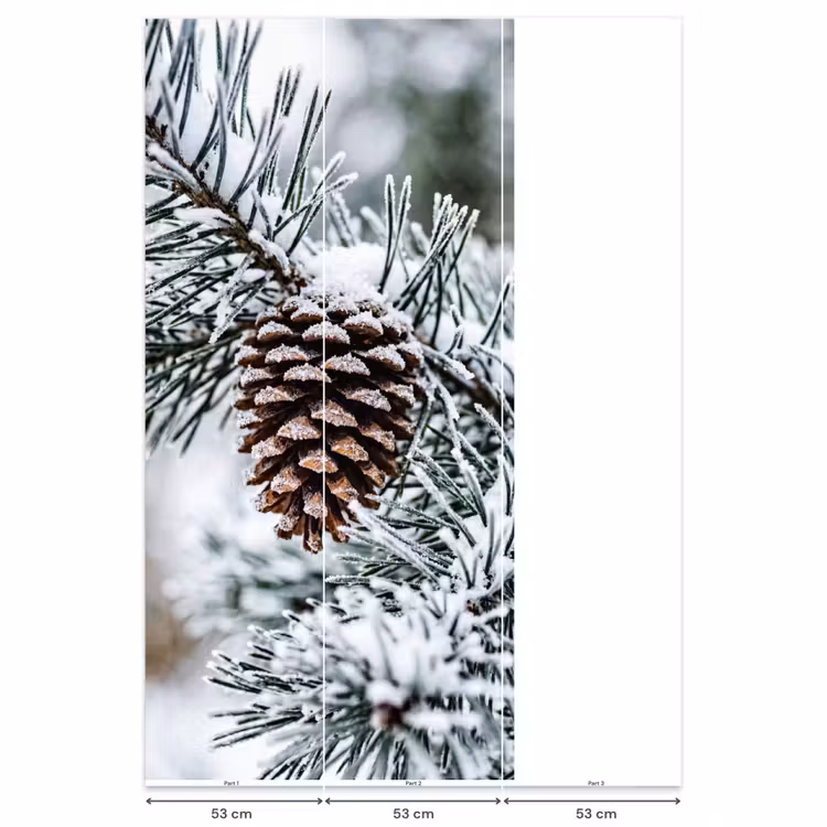 Behang - Dennenappel - Tak - Sneeuw - Winter - Sfeervol — 6