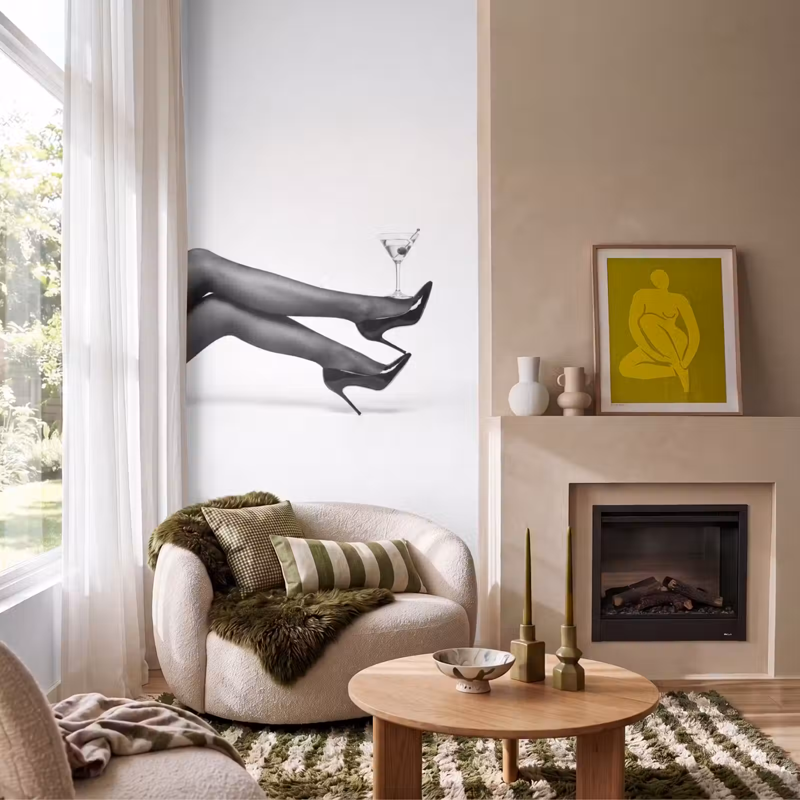 Behang - Benen - Hakken - Glas - Zwart - Wit - Speels — 1