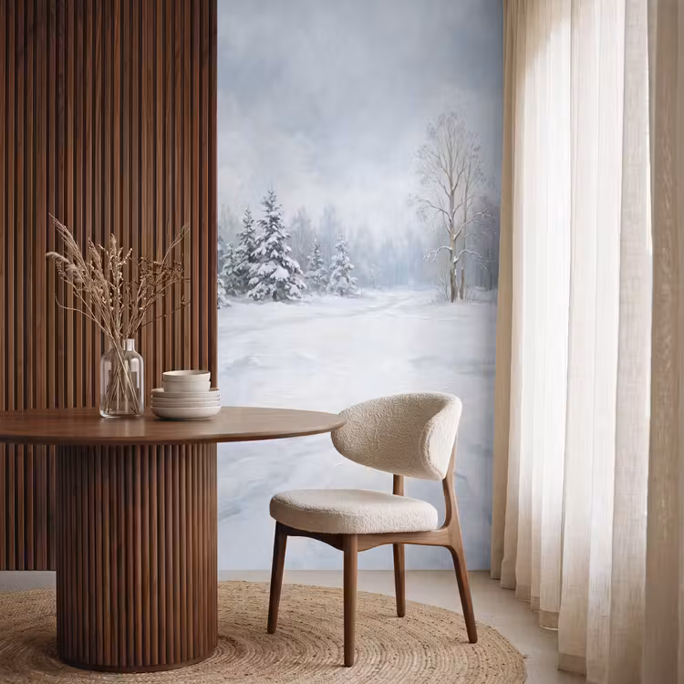 Behang - Bospad - Dennen - Sneeuw - Winter - Rustgevend — 4