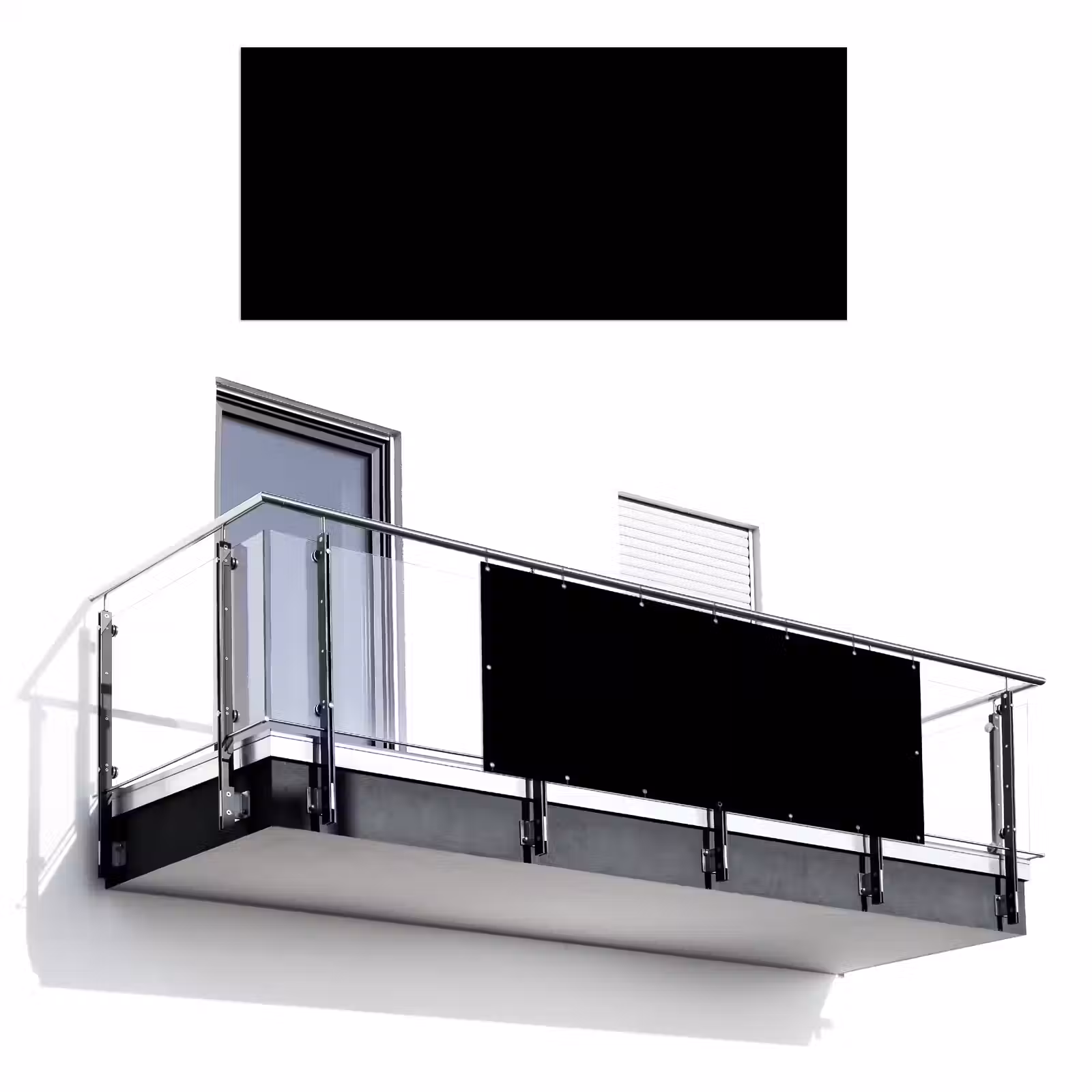 Balkonscherm - Zwart - Effen kleur — 1