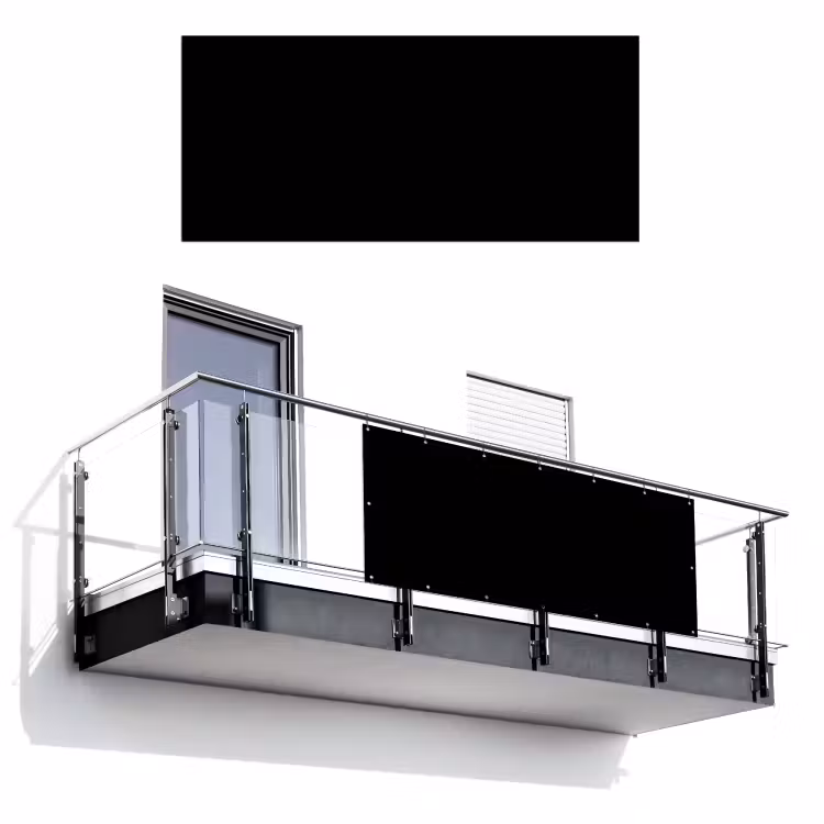 Balkonscherm - Zwart - Effen kleur — 1