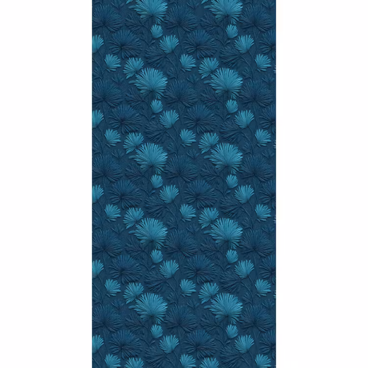 Behang - Bladeren - Reliëf - Patroon - Oceaanblauw - Modern — 2