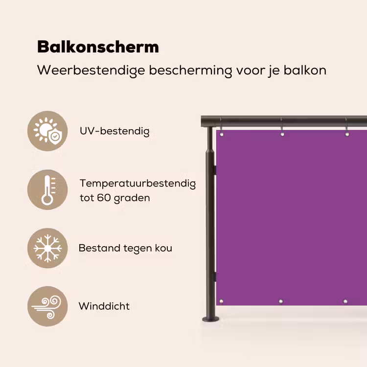 Balkonscherm - Paars - Kleuren - Effen — 3