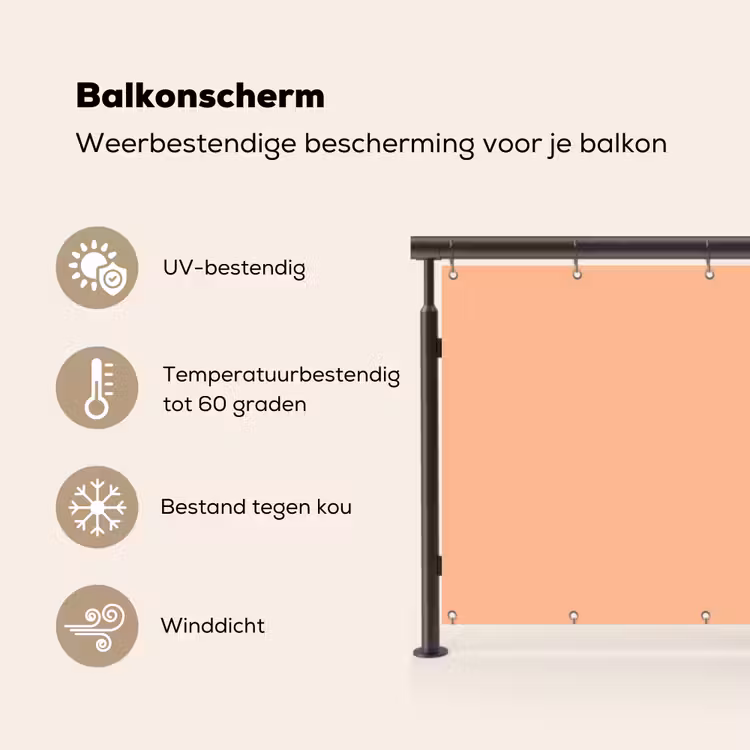 Balkonscherm - Abrikoos - Roze - Pastel - Effen - Kleur — 3
