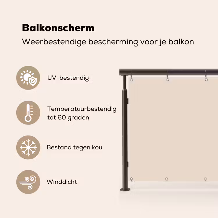 Balkonscherm - Beige - Effen kleur — 3