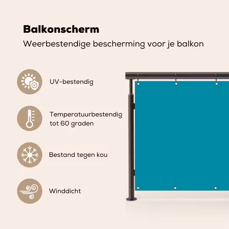 Balkonscherm - Blauw - Effen kleur — 3