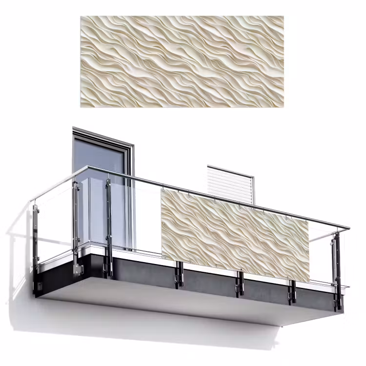 Balkonscherm - Golven - Wit - Minimalistisch — 1