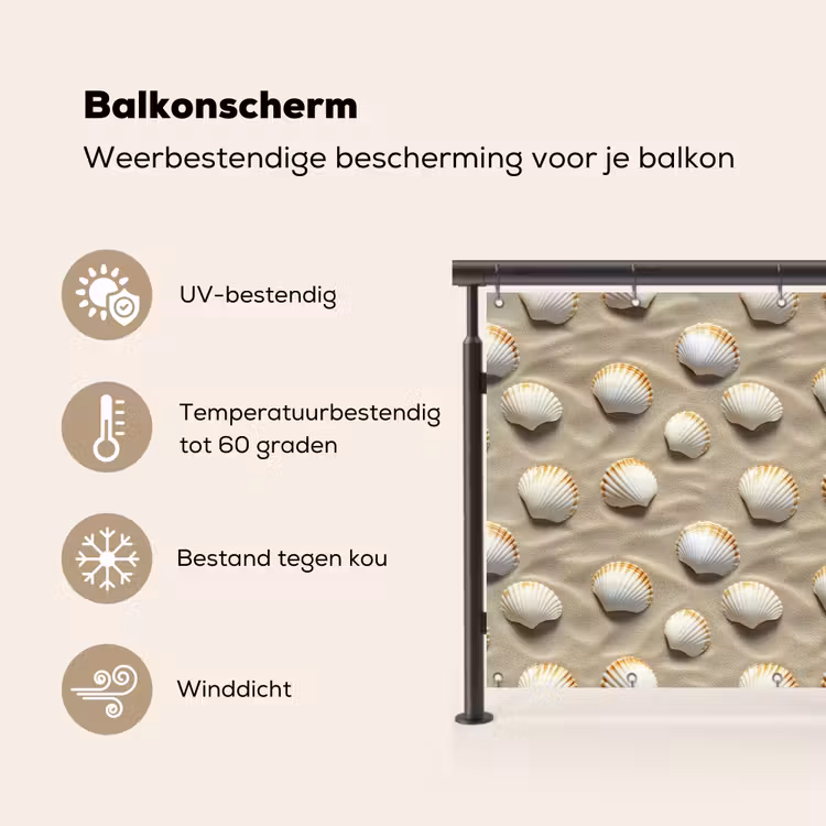 Balkonscherm - Schelpen - Zand - Maritiem — 3