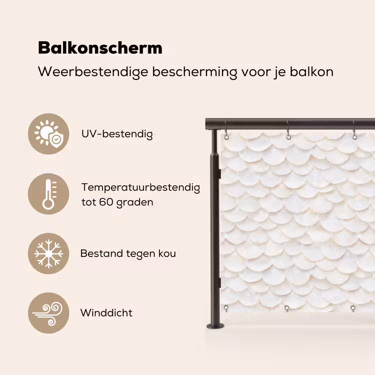 Balkonscherm - Schubben - Wit - Elegant — 3