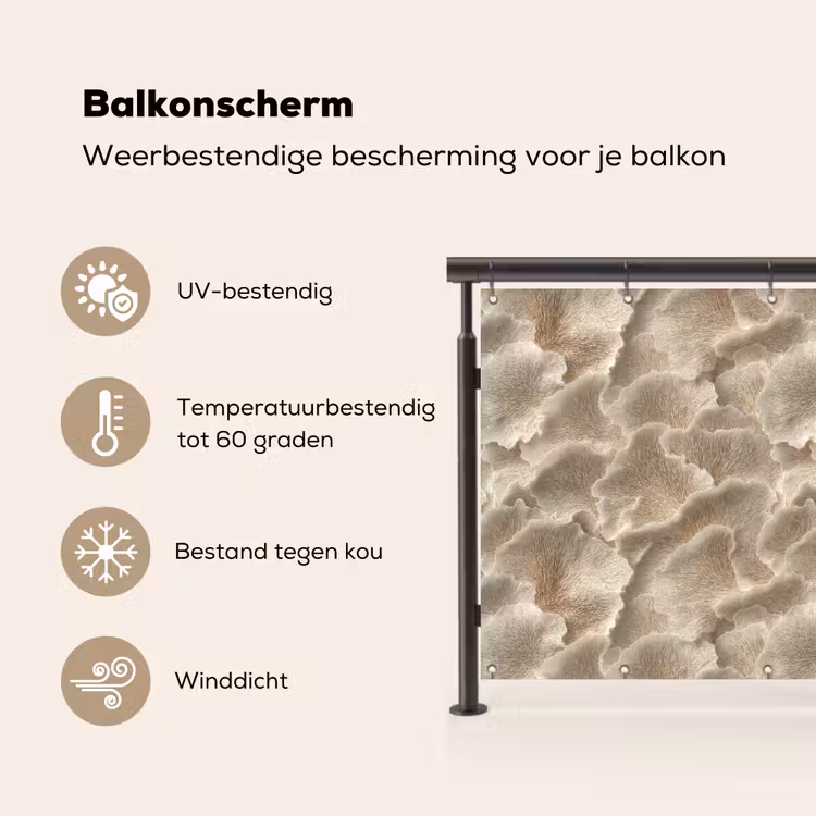 Balkonscherm - Waaierstructuren - Beige - Vezeltextuur — 3