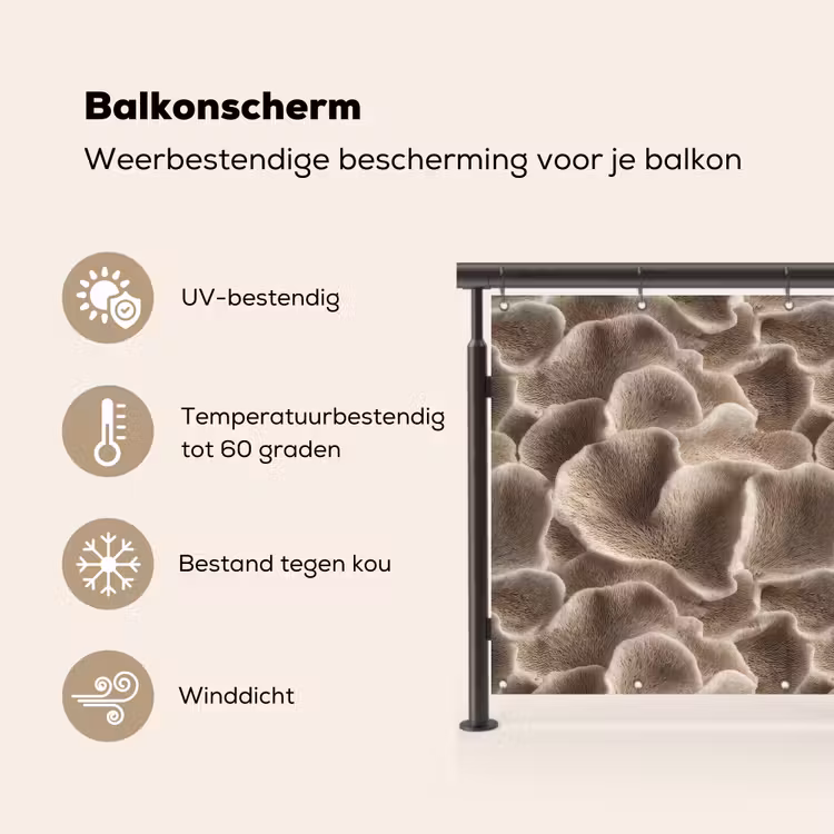 Balkonscherm - Waaiervorm - Beige - Vezel textuur — 3