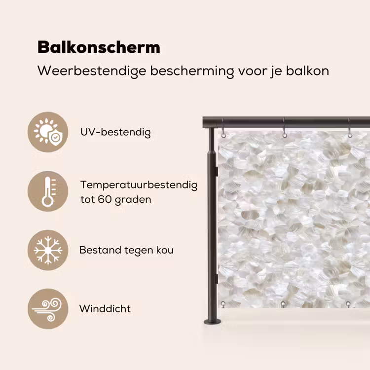 Balkonscherm - Wit - Penseelstreken - Reliëfeffect — 3