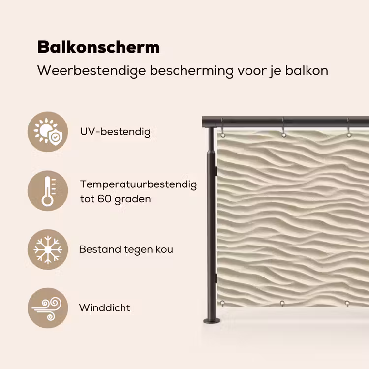 Balkonscherm - Zand - Golven - Beige — 3