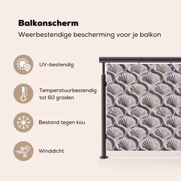 Balkonscherm - Zand - Schelpenvorm - Grijs — 3