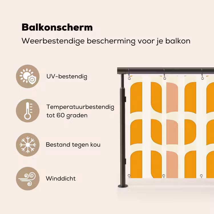 Balkonscherm - Geometrisch - Patroon - Geel - Roze — 3